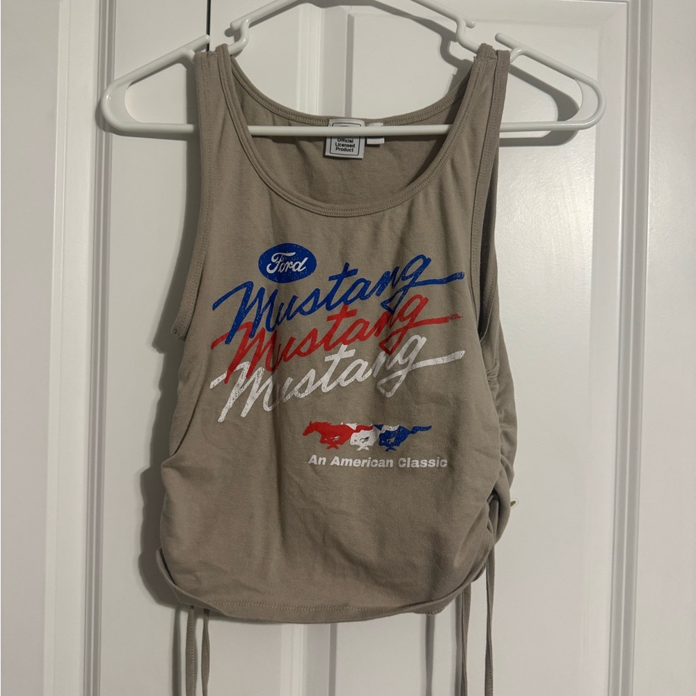 Ford Women's Beige Mustang Graphic Tank Top